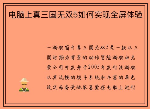电脑上真三国无双5如何实现全屏体验